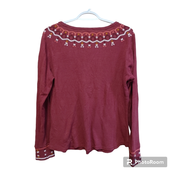 LUCKY BRAND Fair Isle Embroidery Long Sleeve Tee Size Large - Picture 2 of 6